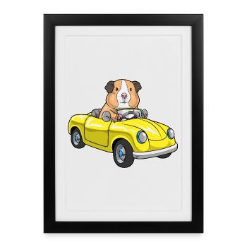 Guinea pig car - Framed poster (27 × 37 cm) - black - Front