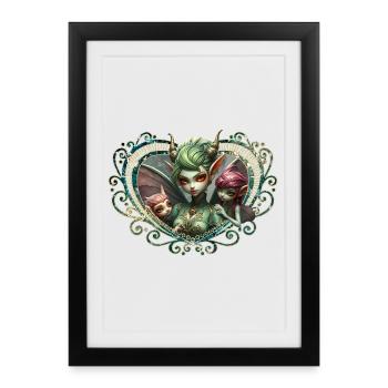 Les trois fées, compagnes du cœur magique - Affiche encadrée (27 × 37 cm) - noir - Devant