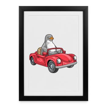 Penguin Car - Framed poster (27 × 37 cm) - black - Front