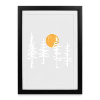 Serene Forest Silhouette with Sunset - Framed poster (27 × 37 cm) - black - Front