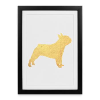 Pug Gold Dog Animal Love Deluxe Dog Wauwau Woof - Framed poster (27 × 37 cm) - black - Front