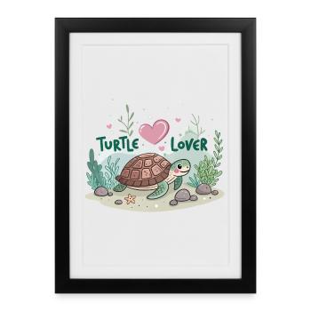 Amoureux des tortues - Affiche encadrée (27 × 37 cm) - noir - Devant