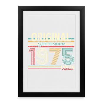 50e anniversaire. Design rétro de septembre 1975 - Affiche encadrée (27 × 37 cm) - noir - Devant