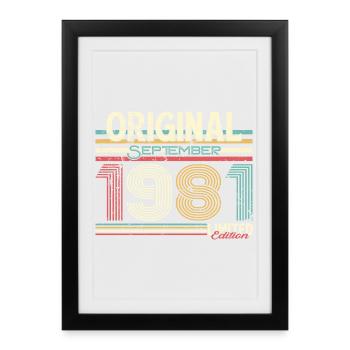 44th birthday. Vintage September 1981 design - Framed poster (27 × 37 cm) - black - Front
