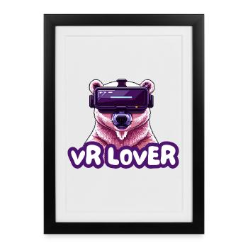 Ours VR avec lunettes de réalité virtuelle - Affiche encadrée (27 × 37 cm) - noir - Devant
