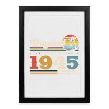 80e anniversaire Original né en septembre 1945 - Affiche encadrée (27 × 37 cm) - noir - Devant