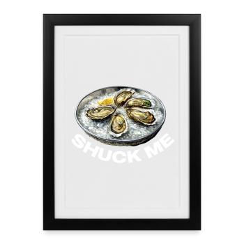 Oysters with lemon topping - Framed poster (27 × 37 cm) - black - Front