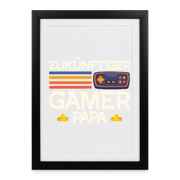 Bientôt papa FUTUR GAMER PAPA DRÔLE - Affiche encadrée (27 × 37 cm) - noir - Devant