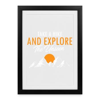 Explorez les sentiers de la nature Faites une randonnée En savoir plus - Affiche encadrée (27 × 37 cm) - noir - Devant