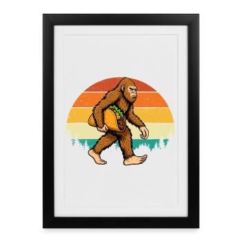 Bigfoot Carrying Taco Funny Fiesta Mashup - Framed poster (27 × 37 cm) - black - Front