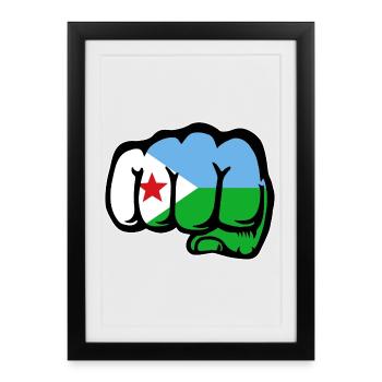 Poing du drapeau de Djibouti - Affiche encadrée (27 × 37 cm) - noir - Devant