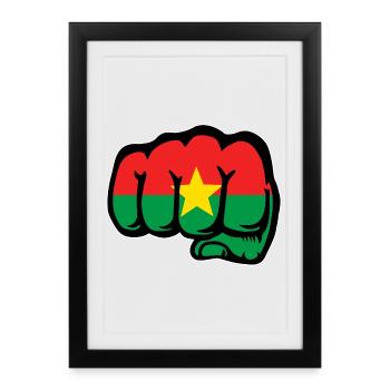 Drapeau du Burkina Faso Poing - Affiche encadrée (27 × 37 cm) - noir - Devant