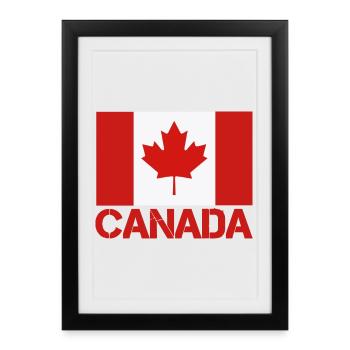 Drapeau de la feuille d’érable du Canada - Affiche encadrée (27 × 37 cm) - noir - Devant