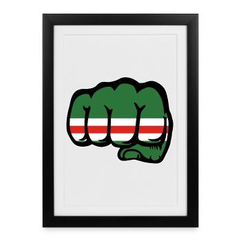 Tschetschenien Flagge Faust - Gerahmtes Poster (27 × 37 cm) - Schwarz - Vorne