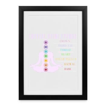 Cristal Reiki Chakra Énergie Reiki Yoga - Affiche encadrée (27 × 37 cm) - noir - Devant