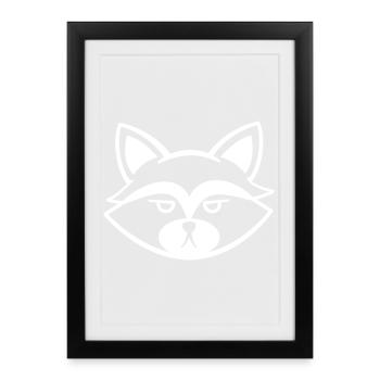Grummeliger Waschbär Gesicht Schwarzweiß - Affiche encadrée (27 × 37 cm) - noir - Devant
