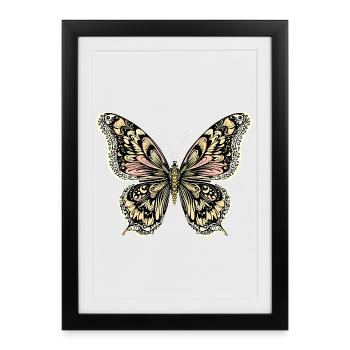 Papillon bohème - Affiche encadrée (27 × 37 cm) - noir - Devant