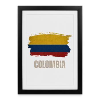 Vintage Colombie, drapeau de la Colombie - Affiche encadrée (27 × 37 cm) - noir - Devant