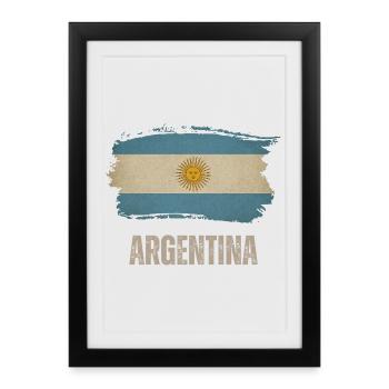 Vintage Argentine, Drapeau de l’Argentine - Affiche encadrée (27 × 37 cm) - noir - Devant