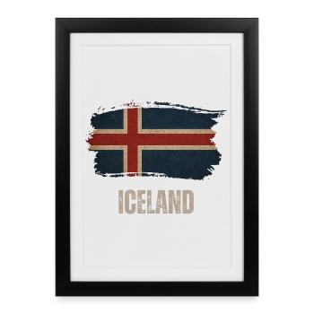 Drapeau de l’Islande, vintage Islande - Affiche encadrée (27 × 37 cm) - noir - Devant