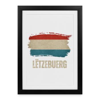 Drapeau du Luxembourg, j’adore le Luxembourg - Affiche encadrée (27 × 37 cm) - noir - Devant