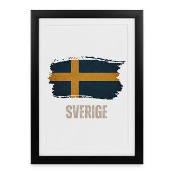 Drapeau grunge de la Suède, fier Suédois - Affiche encadrée (27 × 37 cm) - noir - Devant