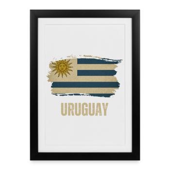 Drapeau grunge de l’Uruguay, j’adore l’Uruguay - Affiche encadrée (27 × 37 cm) - noir - Devant