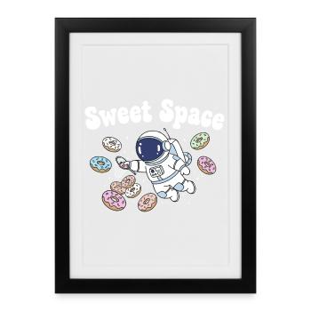 Voyage dans l’espace sucré avec des beignets - Affiche encadrée (27 × 37 cm) - noir - Devant