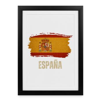 Drapeau grunge de l’Espagne, fierté espagnole - Affiche encadrée (27 × 37 cm) - noir - Devant