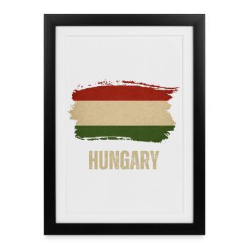 Drapeau grunge de la Hongrie, fierté hongroise - Affiche encadrée (27 × 37 cm) - noir - Devant