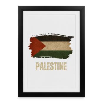 Drapeau grunge de la Palestine, fierté palestinienne - Affiche encadrée (27 × 37 cm) - noir - Devant