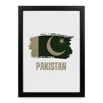 Drapeau Grunge du Pakistan, Fier Pakistanais - Affiche encadrée (27 × 37 cm) - noir - Devant