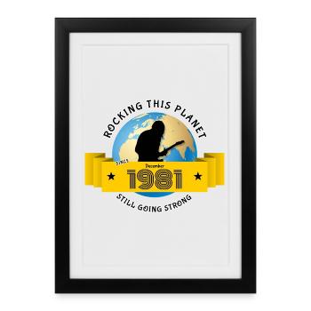 44. Geburtstag fait vibrer cette planète depuis 12/1981 - Affiche encadrée (27 × 37 cm) - noir - Devant