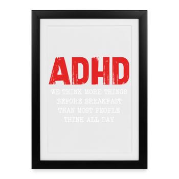 ADHD Thought Cascade in the Morning - Framed poster (27 × 37 cm) - black - Front