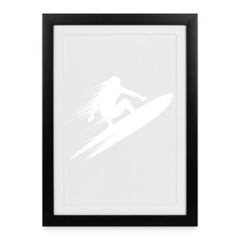Surf dynamique Illustration Surf Surf - Affiche encadrée (27 × 37 cm) - noir - Devant