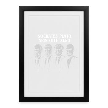 Thinkers Socrates Plato Aristotle Zeno in suits - Framed poster (27 × 37 cm) - black - Front