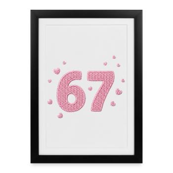 6 7 Meme – Pink Heart Pattern - Gerahmtes Poster (27 × 37 cm) - Schwarz - Vorne
