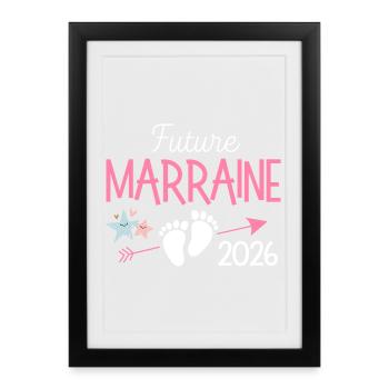 Future Marraine 2026 Annonce de Grossesse - Affiche encadrée (27 × 37 cm) - noir - Devant