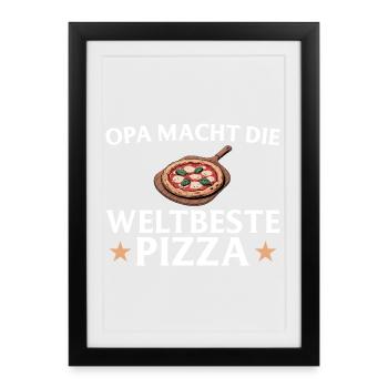 Pizza baker - Grandpa makes the world's best pizza - Framed poster (27 × 37 cm) - black - Front