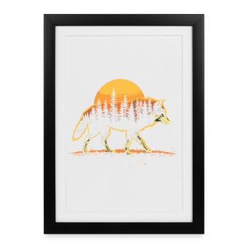 Loup, Forêt, Nature, Nature sauvage, Extérieur, Animal - Affiche encadrée (27 × 37 cm) - noir - Devant