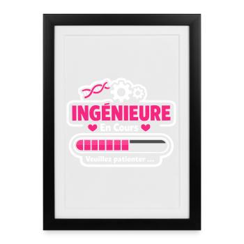 Future Ingénieure Chargement Cadeau Drôle Études - Framed poster (27 × 37 cm) - black - Front