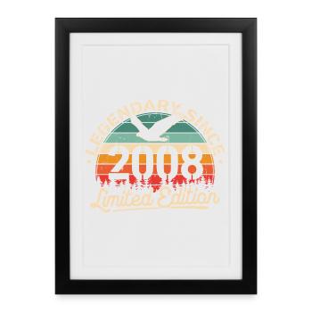 2008 Jahrgang Geburtstag Retro Geschenk - Affiche encadrée (27 × 37 cm) - noir - Devant
