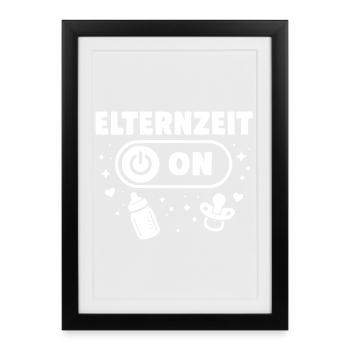 Congé parental activé - Bébé - Affiche encadrée (27 × 37 cm) - noir - Devant