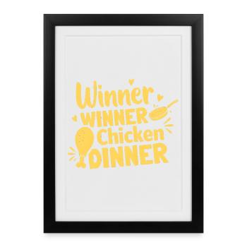 Winner Winner Chicken Dinner Tee - Framed poster (27 × 37 cm) - black - Front