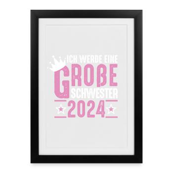 Big Sister 2024 Pink Crown - Framed poster (27 × 37 cm) - black - Front
