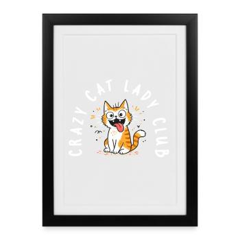 Crazy Cat Lady Club Funny Cats Doodle - Framed poster (27 × 37 cm) - black - Front