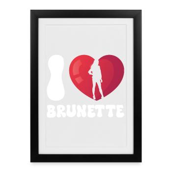 J’adore la silhouette en cœur brun - Affiche encadrée (27 × 37 cm) - noir - Devant