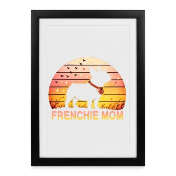 Frenchie Mom - Affiche encadrée (27 × 37 cm) - noir - Devant