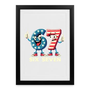 US Flag 67 Memes Six Seven - Affiche encadrée (27 × 37 cm) - noir - Devant
