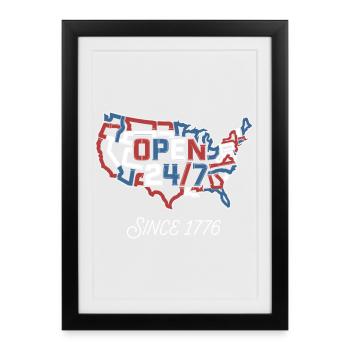Open 24/7 Since 1776 - Gerahmtes Poster (27 × 37 cm) - Schwarz - Vorne